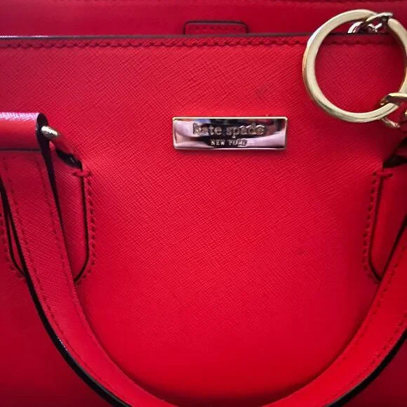 Kate Spade Crab Red Leather Laurel Way Evangelie Crossbody Satchel handbag Purse